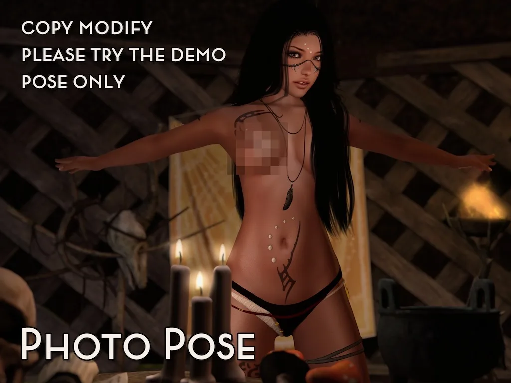 Artistic representation of a woman with tribal designs and candles, creating a mystical atmosphere.